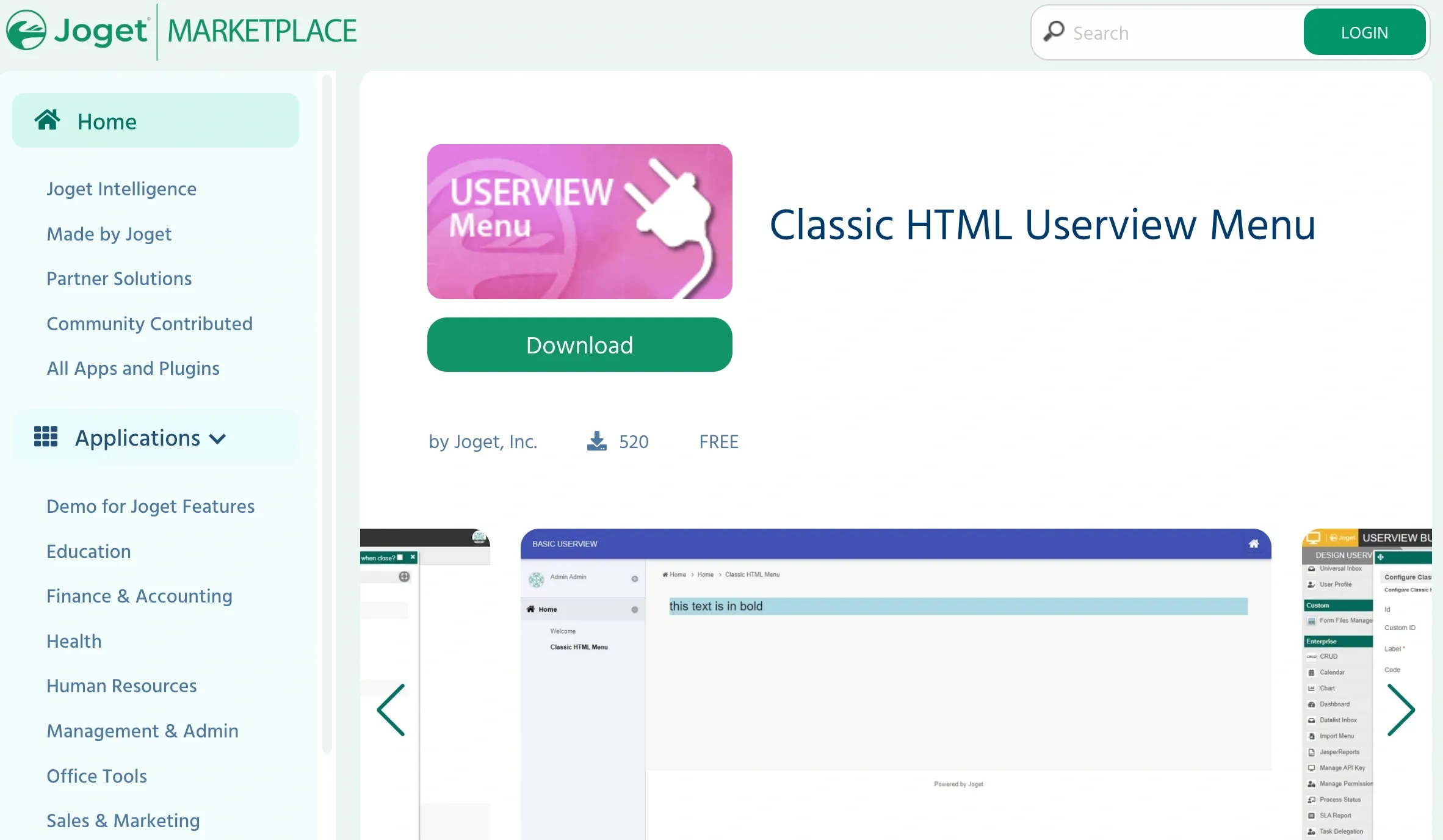 Classic HTML Userview Menu Plugin