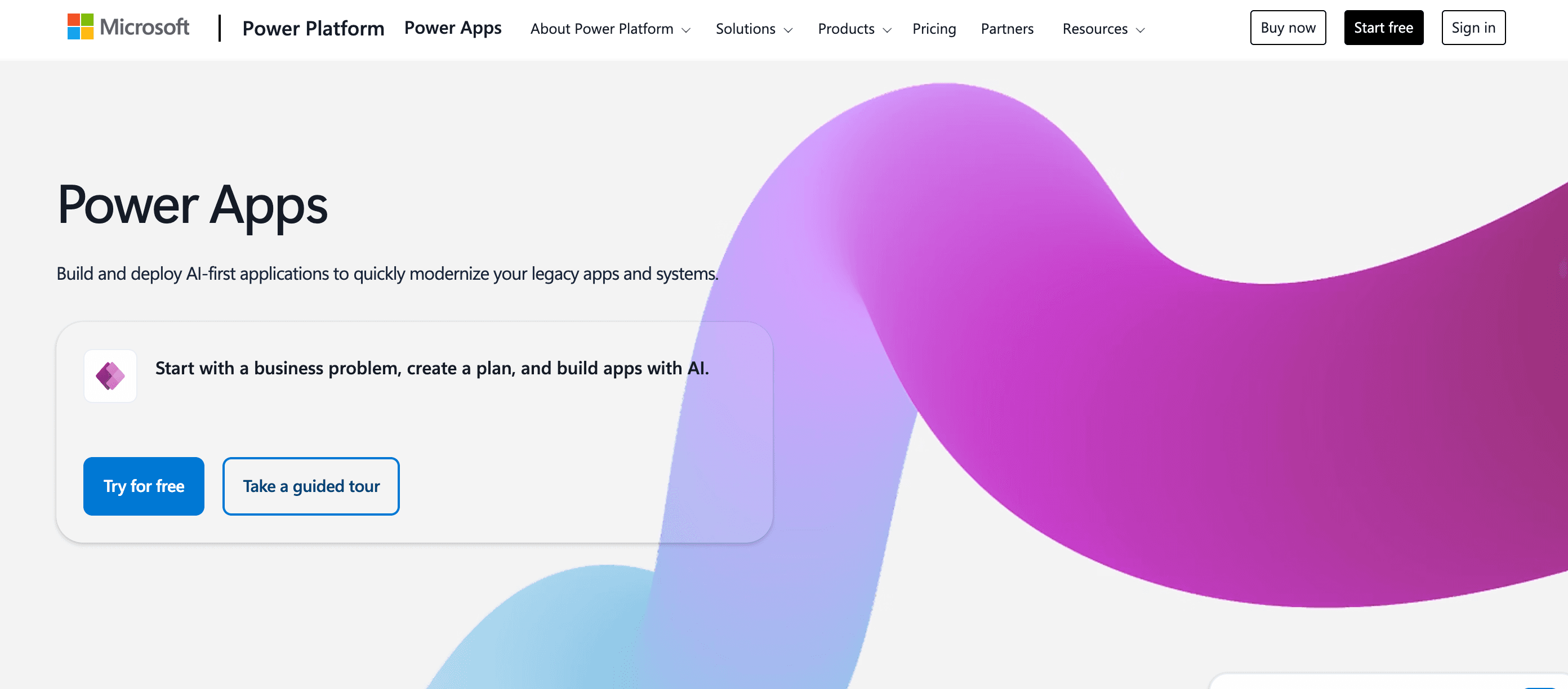 Microsoft Power Apps home