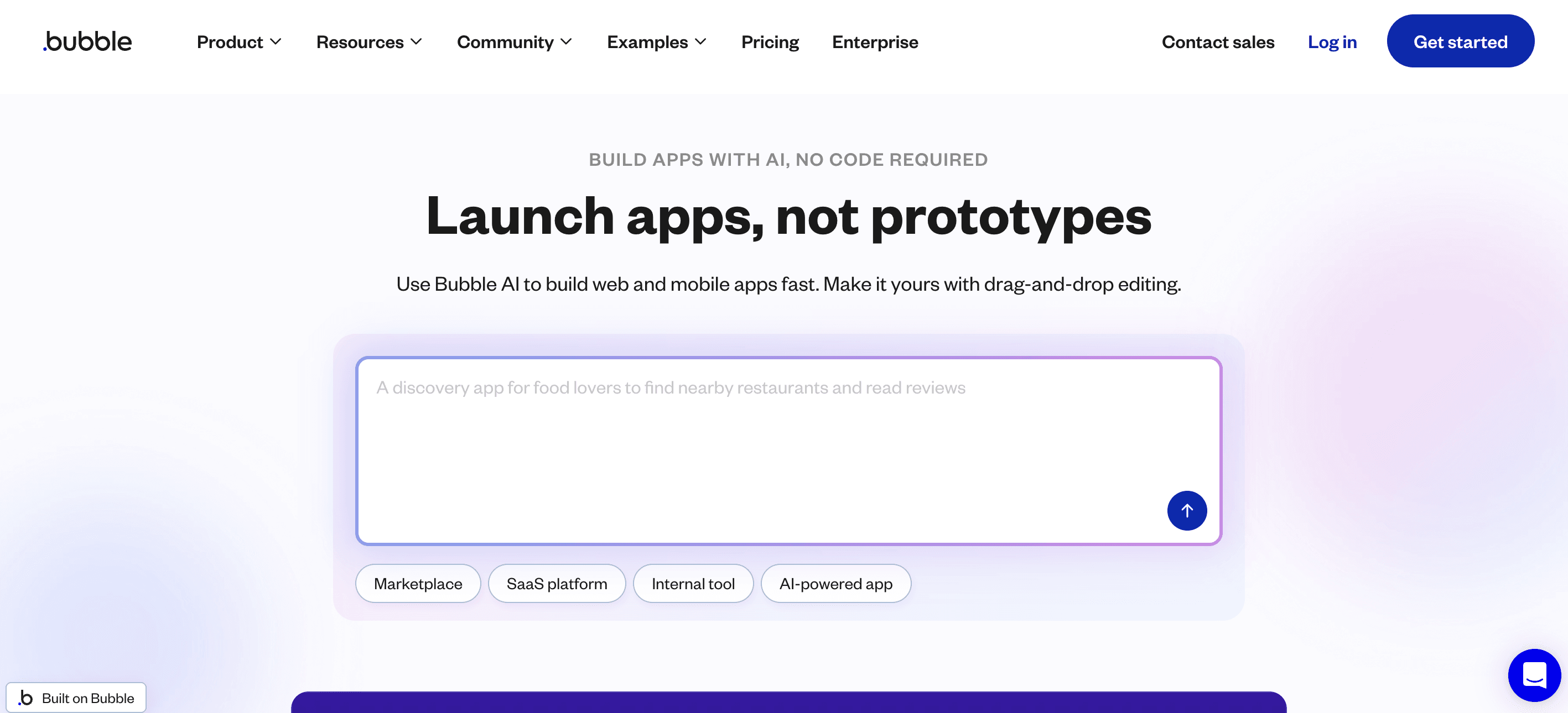 Bubble home page.